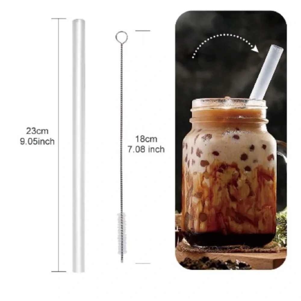 Reusable Clear Straws with Cleaning Brush